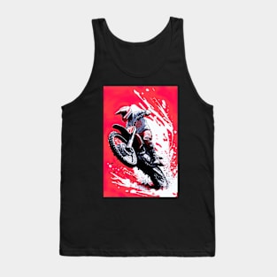 Dirt Bike With Red and Black Paint Splash Design Tank Top